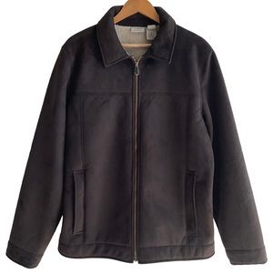 Vintage LL Bean Mens Faux Suede Sherpa Lined Jacket Size Large Brown